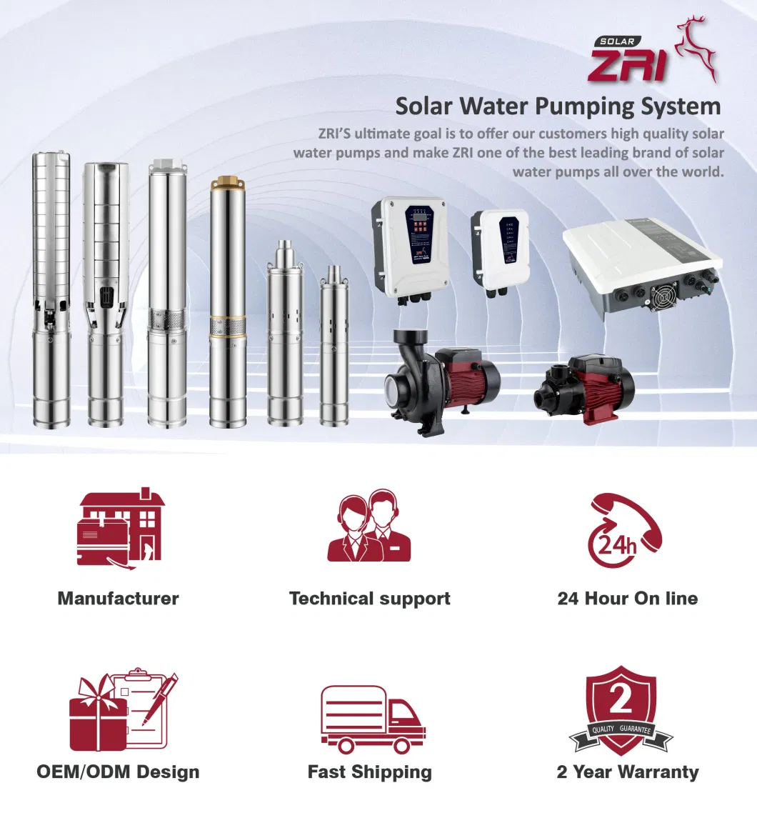 Zri Solar Powered Water Pump, Solar Surface Water Pump, High Pressure Centrifugal Pump for Irrigation with DC MPPT Controller